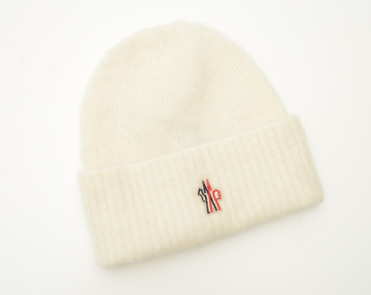 Moncler Women\'s Ivory Knit Beanie Moncler: Off-White Wool & Cashmere Pom Pom Beanie | SSENSE main image 2