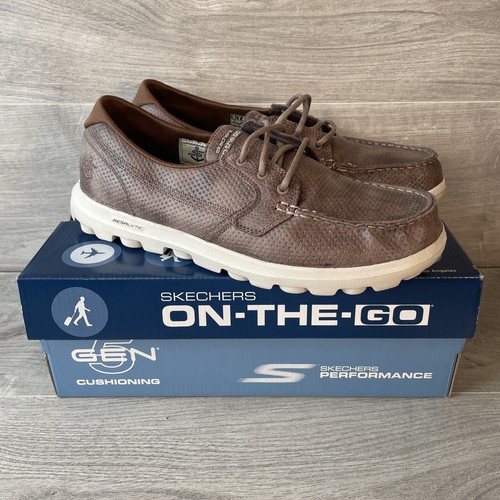 Skechers Boat Shoes Mens Brown UK Size 9 Lightweight Slip On Immaculate