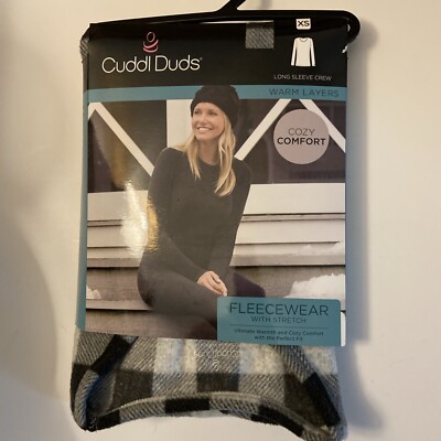 Cuddl Duds Warm Layers Top Fleecewear with Stretch Grey Check