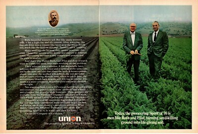 1975 Union Oil of California Spirit of 76 Walter Roth Carl Pilat 2-Page Print Ad