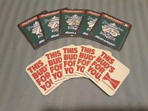 Lot Of 10 Vtg Budweiser Bowtie NY Yankees Stadium 75yrs Beer Coasters Collection