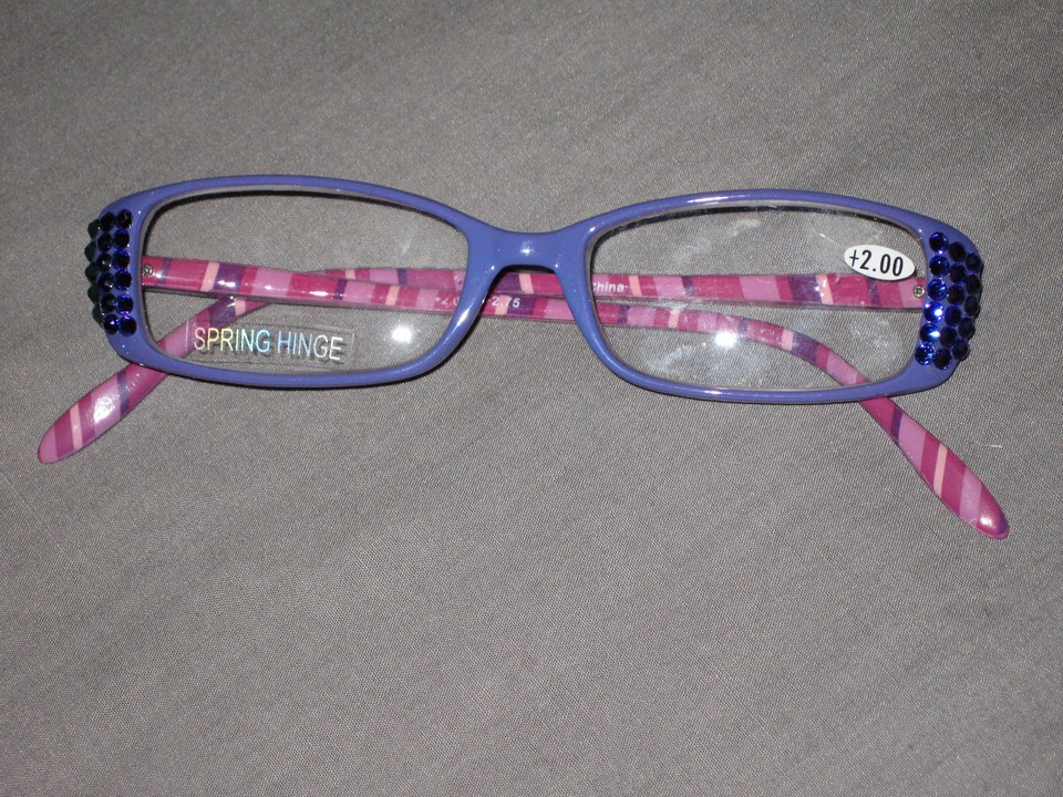 Made with Swarovski Crystal Jeweled Reading Glasses Bling +2.00 Frames