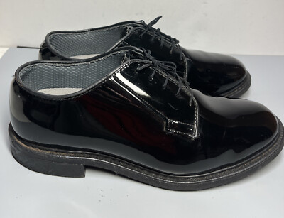 Mens Capps High Gloss Black Military Dress Shoes Vibram