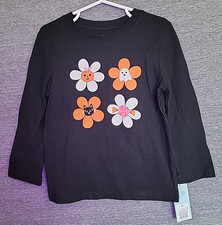 NEW Cat  Jack HALLOWEEN Girl 4T Long Sleeve Fall Flower Shirt Ghost Cat Pumpkin