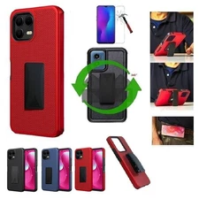 For T-Mobile REVVL 8 Pro, 360-Degree Rotating Belt Clip Case Cover + TG