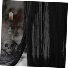 Vellibring 400" x 85" Halloween Creepy Cloth Decoration, Large Spooky Black
