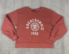 Abercrombie Fitch Sweatshirt Womens Medium Red Pullover Crewneck Stretch Sewn