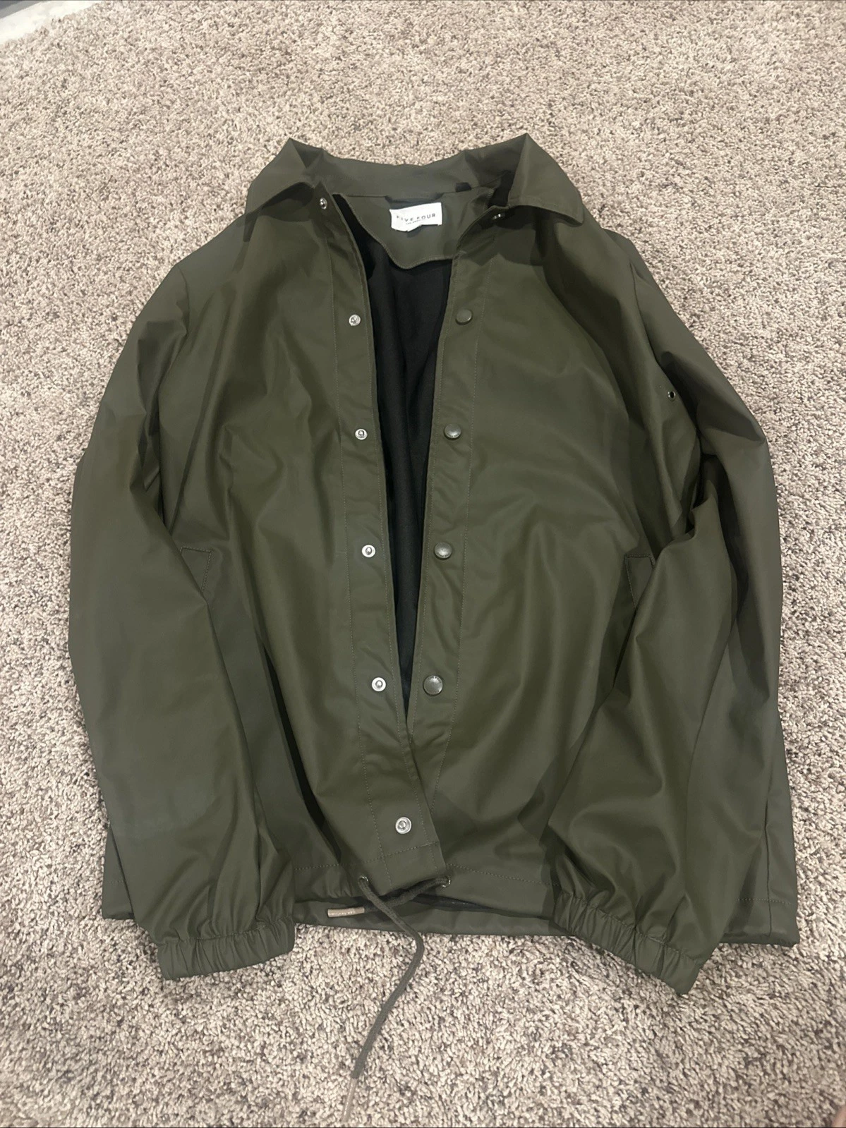 Men’s Rain Jacket, Small, Olive, Five Four, Snap Front