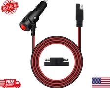 12V 24V Cigarette Lighter Male Plug to SAE Adapter with Switch ON/Off and SAE
