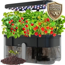 Clay Pebble Hydroponics Growing System Kit – Indoor Herb Garden with Smart LE...