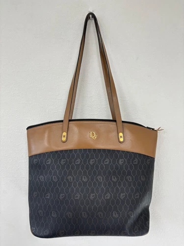 Sac à main fourre tout Christian Dior nid d'abeille marron authentique