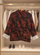 M&Y Silk Blend Dragon Tang Jacket Black Red M...