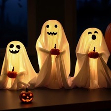 3 Packs Light up Ghost Kit, Spooky Halloween Decorations, Light up Ghost Deco...