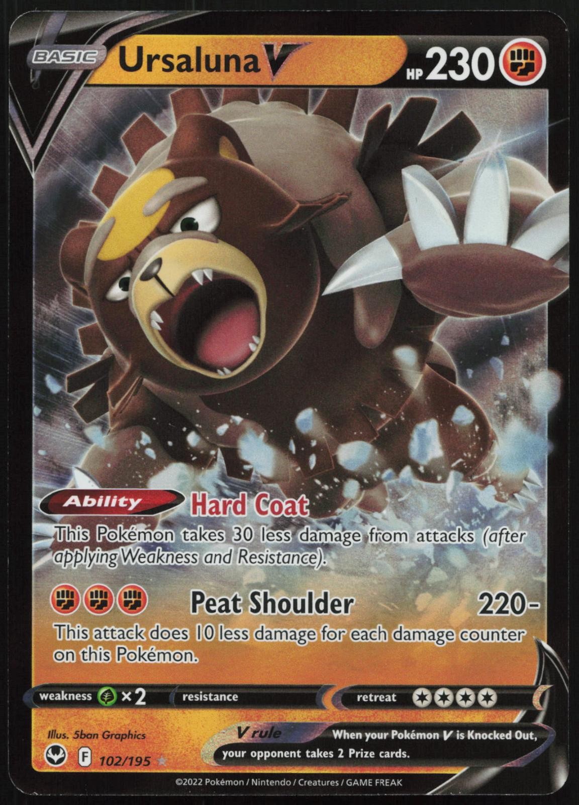 Ursaluna V 102/195 Holo V Rare Silver Tempest Pokemon NM