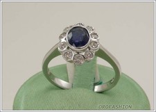 Anello oro bianco 18kt con zaffiro e diamanti - 165154