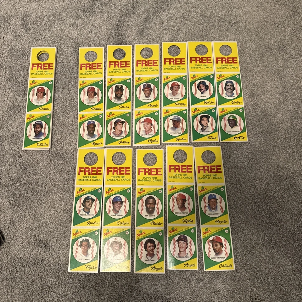 1981 TOPPS SQUIRT BASEBALL CARD 22 PANEL COMPLETE SET RICKEY HENDERSON UNCUT - Image 2 of 4
