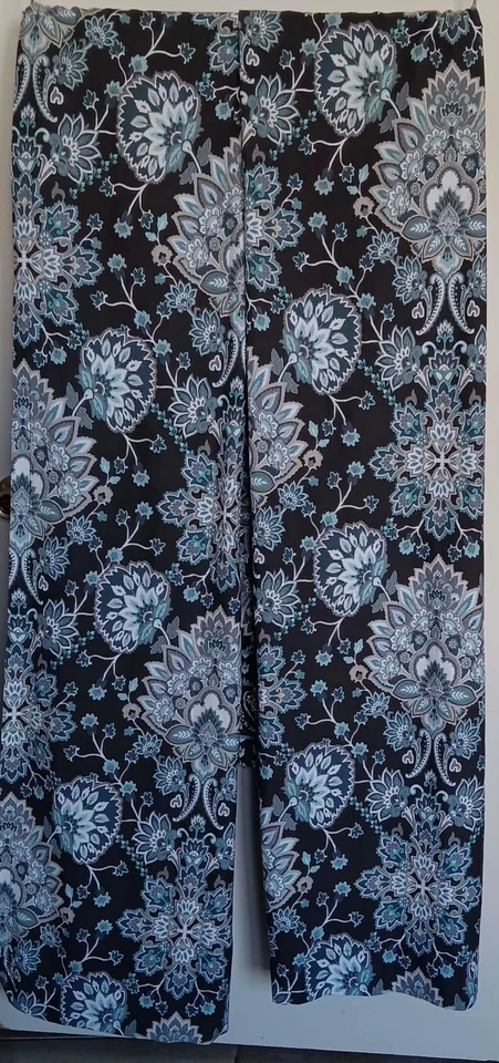 2 - Envogue Grey Turquoise Floral Curtain Panels 50 x 96 Boho Rod Pocket - Image 4 of 4