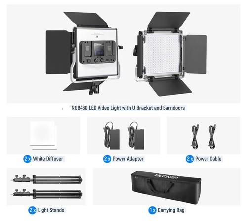 Neewer 3 Pack of 480 RGB Led Light with APP Control, Photography Video Lighting - Picture 9 of 10