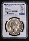 1921 PEACE SILVER DOLLAR .  NGC CERTIFIED AU58. LIGHTLY TONED.