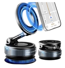 Magnetic Car Phone Holder – Strong Vacuum Suction 360° Adjustable Foldable Mount