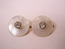 SINGLES 2 7/8" White MOP  Rhinestone Vintage LARGE Formal Tux Shirt Stud k220