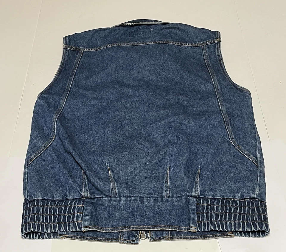 Chaleco Denim Jean Sierra Pacific De Colección Años 80 Para Hombre Azul Medio Motociclista Grunge Bolsillos Foto 2 de 4