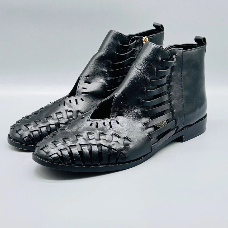 Botas Ivy Kirzhner Mujer 10 Botines Tejidos Cuero Negro Recorte Tobillo Cremallera Cómodas Foto 3 de 4