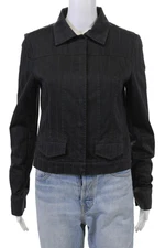 Patrizia Pepe Womens Cotton Long Sleeve Button Lined Jacket Black Size EUR 42
