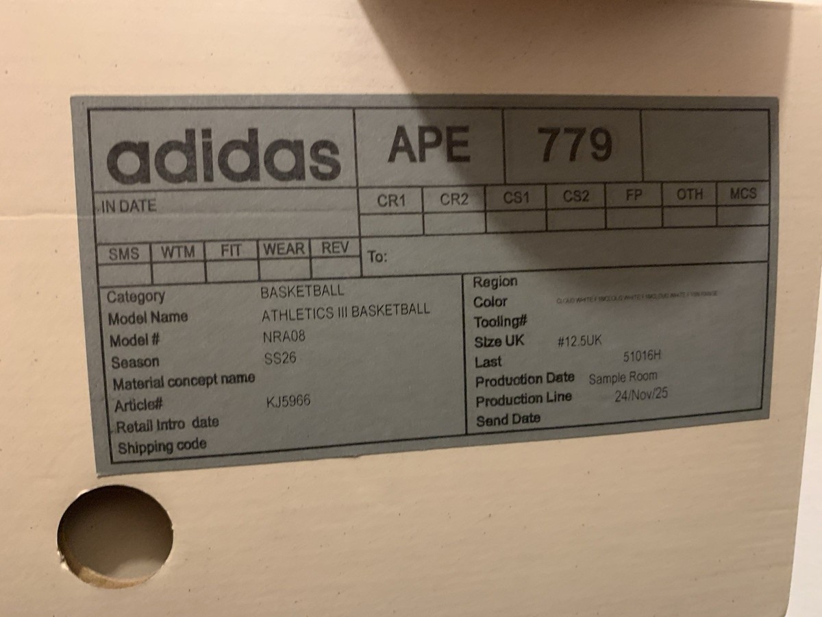 ADIDAS Fear of God Athletics III BASKETBALL Cloud White Size 13 