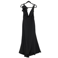 Ieena For Mac Duggal Mermaid Gown Womens Sz 4 V-Neck Bow Detail Black Sleeveless