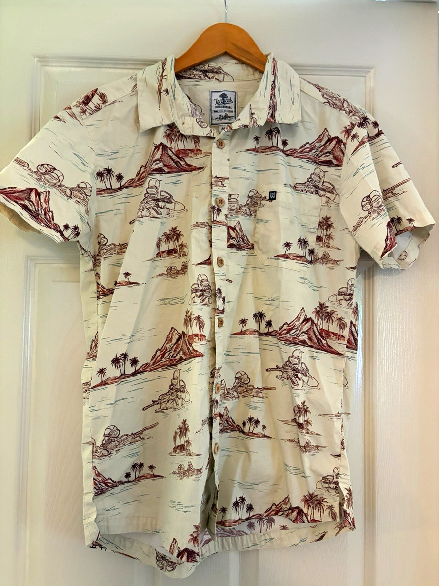 Tactical Distributors Aloha Shirt Mens M Toile Frogman Scuba Hawaiian Button Up