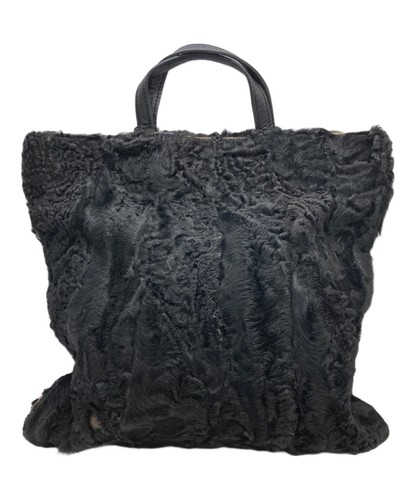 LOEWE Mink Fur Handbag Color: Black women hand bag purse handle From Japan