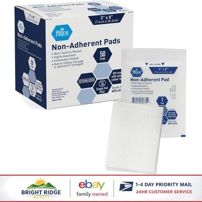Sterile Nonstick Pads for Wound Care, Absorbent & Individually Wrapped 50 Pack