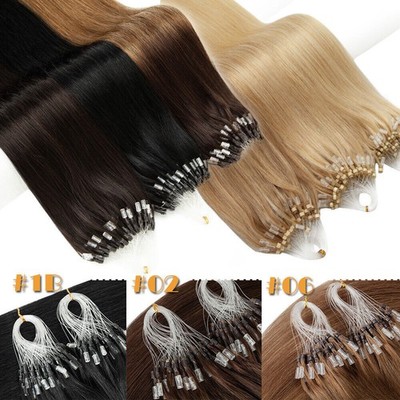 Micro Beads Loop Ring Link Remy Human Hair Extensions Russian Hair StraightThick