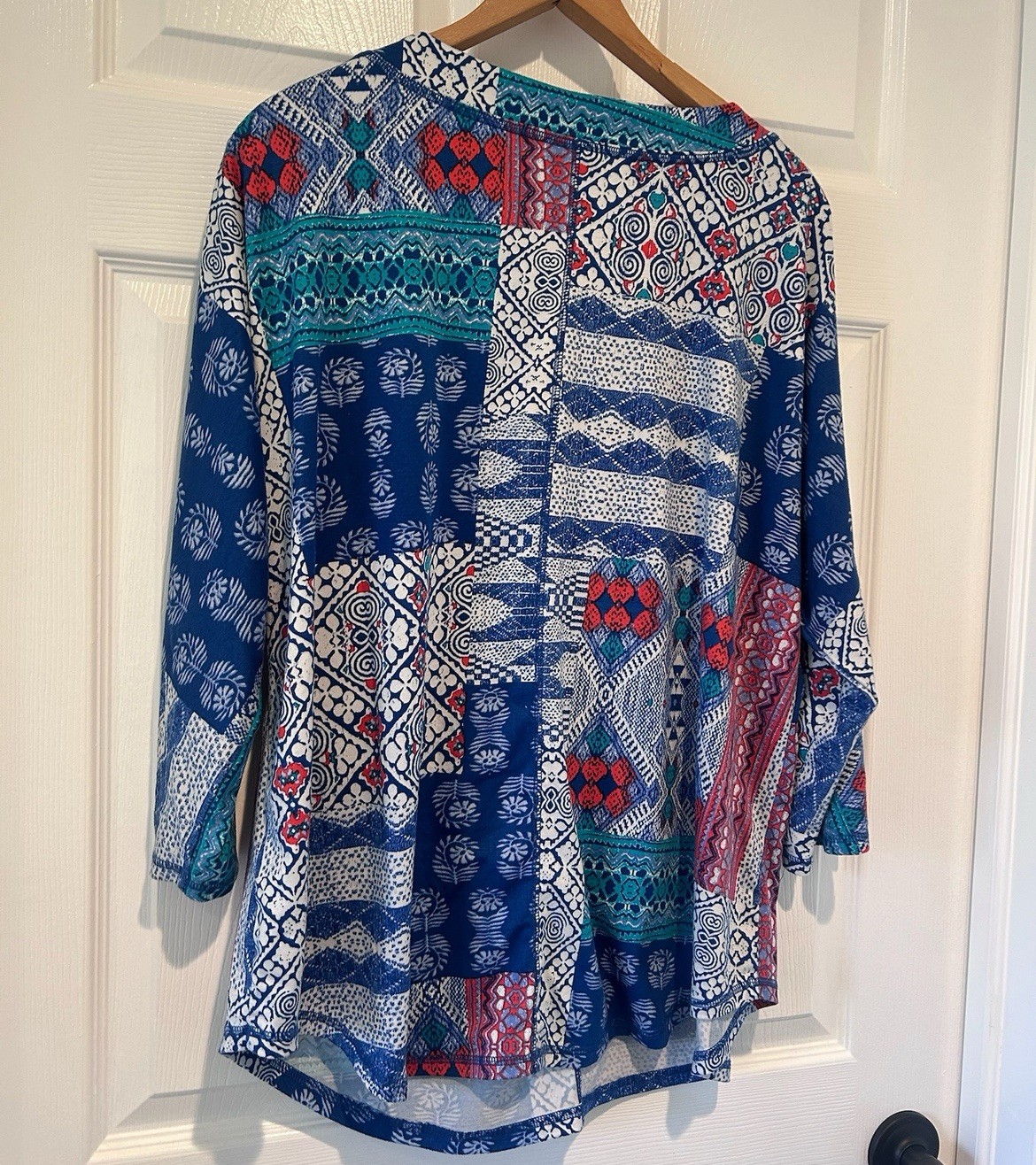 Ruby Rd. Womens 1X Blue & Red Patchwork Long Slee… - image 6