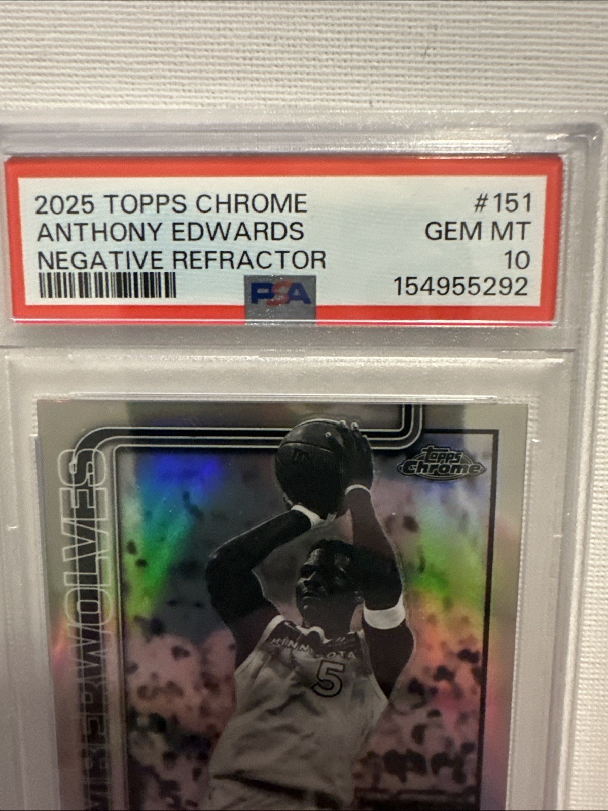 2025-26 Topps Chrome - Anthony Edwards #151 Negative Refractor- PSA 10 view 3