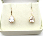 14K Yellow Gold Teardrop Clear Stone Earrings 1.7 Gr [E372] — photo 1