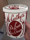 Vintage Porcelain Ice Cream Advertising Sign Mc Carthy's De Luxe 9x6 Red White