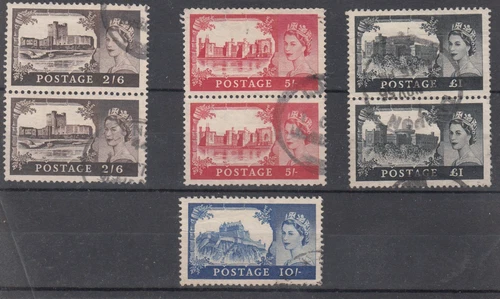 United Kingdom Stamps.1950's-1960's.Queen Elizabeth II.Castles.Used.
