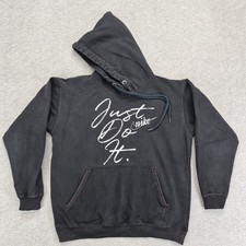 Nike Hoodie Sweatshirt Just Do It Cursive Logo Womens Medium Black Gym High Neck