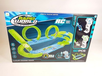 Glow in the Dark Loop Rennbahn Set 60 Teile RC Fernbedienung 2 Spieler Kinder Geschenk