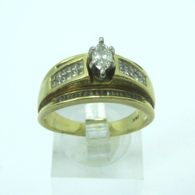 BEAUTIFUL LADIES 14K YELLOW GOLD DIAMOND ENGAGEMENT RING (SIZ 9.25) .47CT.  7.1G