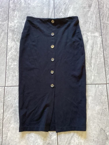 Sanctuary Black Button Front Ponte Pencil Midi Skirt XS