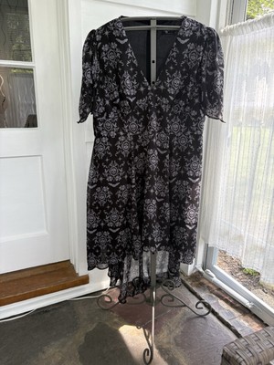 hell bunny chiffon dress Hell Bunny Clarice Mini Dress Snake Moon Print Chiffon Corseting Puff Sleeve NEW