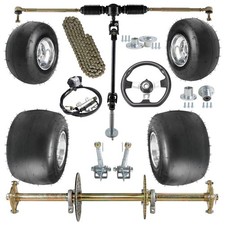 32" Racing Go Kart Rear Axle Kit 5" Wheels Front Steering DIY ATV Quad Go Cart