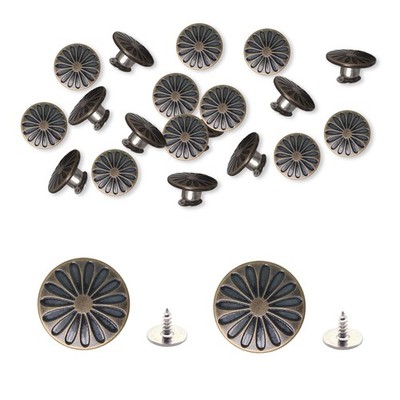 YAFIYGI 20 Sets Replacement Pants Buttons No Sew Metal Jean 1.7 cm, Bronze