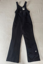 Vintage Obermeyer women's black ski pants, bib, circa 1980s/90s, wool blend