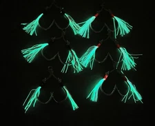Lot 6 Heavy Duty Tuna  Twin Assist Hooks 7/0 BKK  GLOW  350 Lb  Split Rings 5X