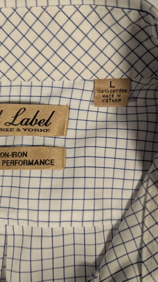 Roundtree & Yorke Hombre Lg. Camisa Etiqueta Oro Blanco Foto 4 de 4