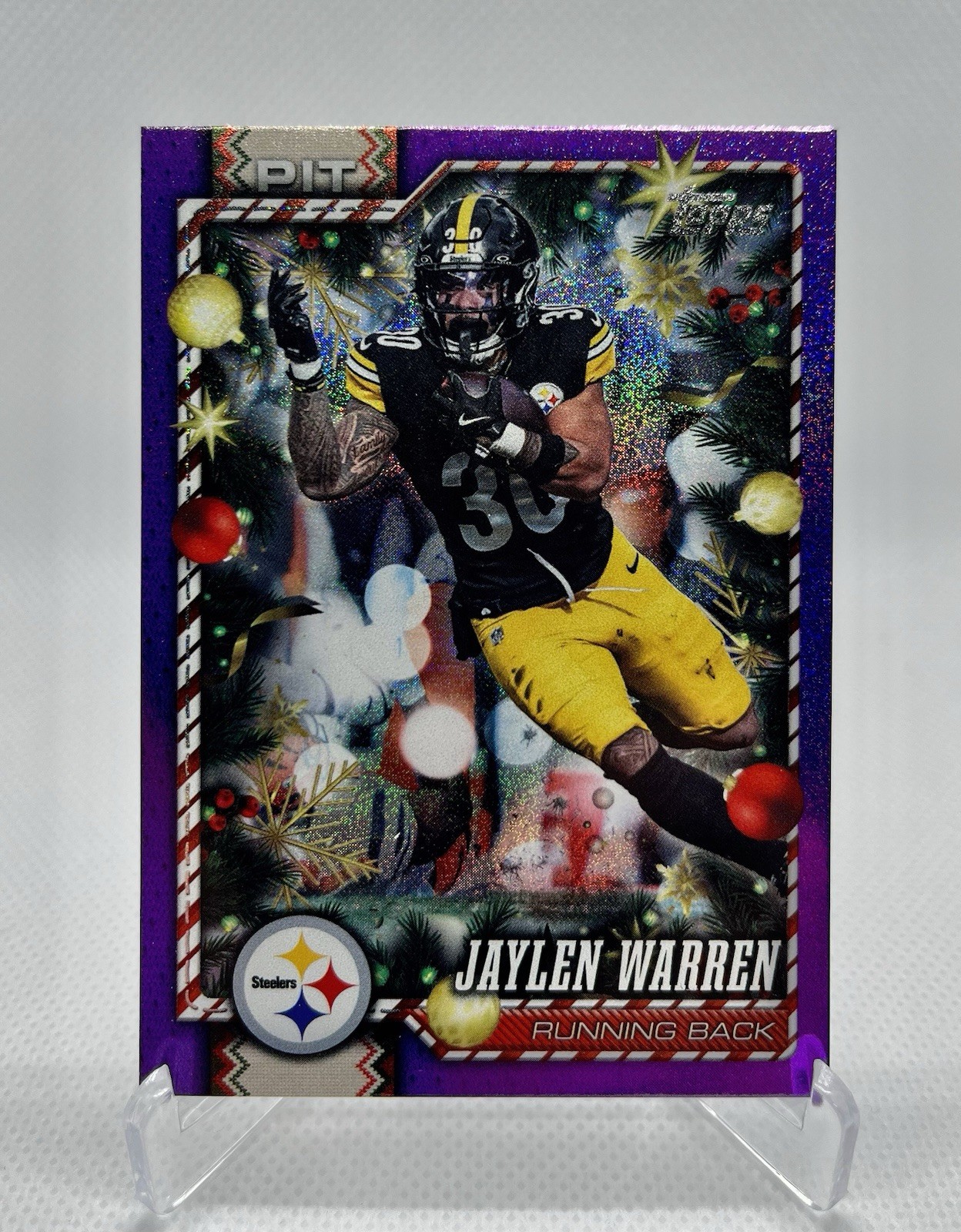 2026 Topps Holiday Jaylen Warren Purple Sparkle /99  #84 Pittsburgh Steelers